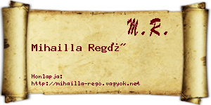Mihailla Regő névjegykártya
